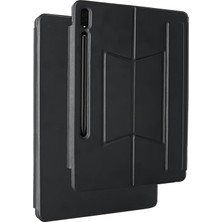 Nova Global Galaxy Tab S9 Fe Plus Zore Border Keyboard Bluetooh Bağlantılı Standlı Klavyeli Tablet Kılıfı - Siya