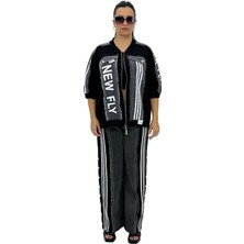 Büyük Beden Kapri Kol Şeritli Fermuarlı Paça Detaylı Alt Üst Kadın Takım