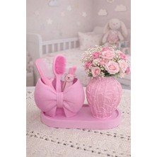 Liza Home Decoration Pembe Fiyonk Desenli Organizer Kabartma Desenli Vazo Seti - Bebek & Çocuk Odası Organizer