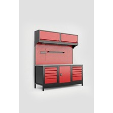 Dorf 2 Metre Modüler Üst Dolaplı 10 Çekmeceli Çalışma Tezgahı Boş