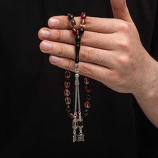 Katre46 Gümüş Püskül Sıkma Kehribar Tesbih