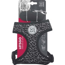 M-Pets Letsgo Kedi Göğüs Tasması+Gezdirme Black/white