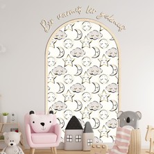 Trend Wall Decor 75X122,5 cm Çocuk Bebek Odası Duvar Sticker Seti|bir Varmış Yazısı + Çerçeve| Ay Yıldız Bulut Temalı Kız Erkek Unisex Çocuk Odası Dekor, Modern Minimalist Duvar Sticker