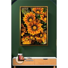 KOSS Dijital Turuncu Gazanya Çiçekleri Enerjik ve Canlı Dekorasyon Stili Çiçek Temalı Çerçeveli Kanvas Tablo