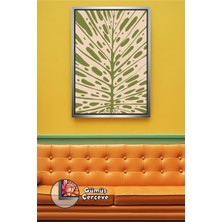 KOSS Dijital Monstera Yaprağı Desenli Boho Duvar Dekoru Yeşil Minimal Tasarım Çerçeveli Kanvas Tablo