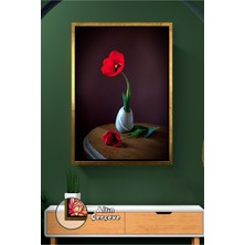 KOSS Dijital Kırmızı Lale Temalı Çerçeveli Kanvas Tablo, Modern Çiçek Dekoru, Salon ve Yatak Odası Için Şık Dekor