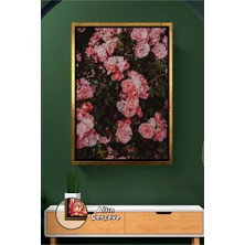 KOSS Dijital Pembe Gül Bahçesi Çiçekli Ev Duvar Dekoru Romantik Salon Yatak Odası Stili Çerçeveli Kanvas Tablo