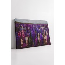 KOSS Dijital Mor Pembe Çiçek Tarlası Kanvas Tablo Doğa Manzarası Canlı Renkli Modern Dekoratif Duvar Sanatı