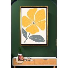 KOSS Dijital Sarı Çiçek Figürlü Boho Duvar Dekoru Bohem Stil Modern Salon Yatak Odası Çerçeveli Kanvas Tablo