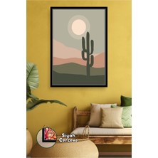KOSS Dijital Kaktüs Duvar Tablosu Çöl Manzaralı Doğal Tonlarda Ev Için Salon Duvar Dekoru Çerçeveli Kanvas Tablo