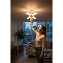 Yenilzd 25W 4+1 Katlanabilir Fan LED Ampul, Geniş Alanlar Için Yüksek Lümenli Güçlü Aydınlatma.
