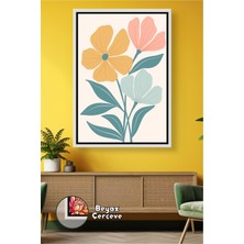 KOSS Dijital Renkli Çiçek Illüstrasyonlu Boho Duvar Dekoru Bohem Stil Salon Yatak Odası Çerçeveli Kanvas Tablo