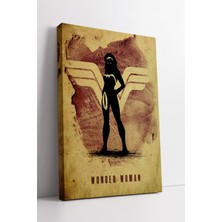 KOSS Dijital Wonder Woman Silüet ve Efsanevi Ww Logolu Retro Stil Güçlü Kadın Temalı Kanvas Tablo