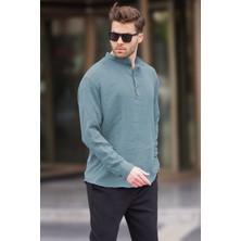 Madmext Mavi Müslin Uzun Kollu Erkek Gömlek 6742