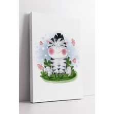 KOSS Dijital Gülümseyen Zebra Çizimi Kanvas Tablo Bebek ve Çocuk Odası Için Sevimli Duvar Dekor Ürünü