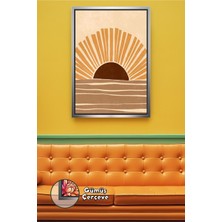 KOSS Dijital Boho Güneş Doğuşu Teması Toprak Tonlarıyla Sakin Bir Atmosfer Sunan Çerçeveli Kanvas Tablo