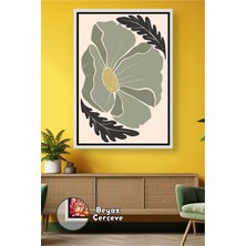 KOSS Dijital Bohem Stil Doğal Botanik Çiçek Illüstrasyonu Organik Minimal Duvar Sanatı Çerçeveli Kanvas Tablo