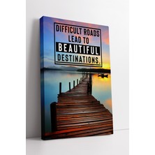KOSS Dijital Difficult Roads Sözü Günbatımı Iskele Manzara Ilham Veren Motivasyon Kanvas Tablo Dekoru