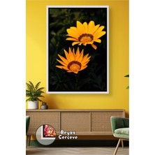 KOSS Dijital Sarı Gazanya Çiçekleriyle Canlı Renkli Ev Dekoru Için Modern Duvar Tasarımı Çerçeveli Kanvas Tablo