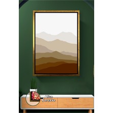 KOSS Dijital Bohem Sanat Esintili Katmanlı Dağ Formlarıyla Sıcak Toprak Tonlarında Modern Çerçeveli Kanvas Tablo