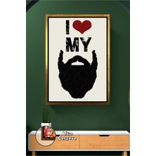 KOSS Dijital Sakallı Erkek Figürlü Duvar Dekoru Berber ve Erkek Kuaför Salonları Için Çerçeveli Kanvas Tablo