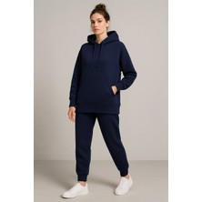 Rich Kadın Lacivert Oversize Kapüşonlu Eşofman Takımı