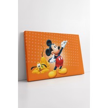 KOSS Dijital Disney Mickey Mouse Pluto Turuncu Arkaplan Çocuk Odası Neşeli Renkli Dekoratif Kanvas Tablo