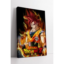 KOSS Dijital Dragon Ball Z Kanvas Tablo Goku Super Saiyan God Alevli Aura Enerji Temalı Anime Duvar Dekoru
