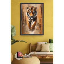 KOSS Dijital Kaplan Tablosu Güçlü Hayvan Figürü Modern Duvar Dekoru Salon Ofis Tasarımı Çerçeveli Kanvas Tablo