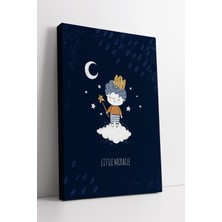 KOSS Dijital Little Miracle Temalı Çocuk Odası Bulut Üstü Sevimli Karakter ve Ay Figürlü Modern Kanvas Tablo