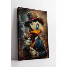 KOSS Dijital Şapkalı Ördek Karakterli Dumanlı Gangster Temalı Karizmatik Pop Art Kanvas Tablo Dekoru