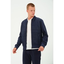 Rich Erkek Lacivert Oversize Rüzgar Geçirmez Kışlık Şişme Mont Ceket