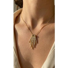 Milena Blake Gold Güneş Işıkları Taşlı Çelik Kolye