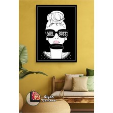 KOSS Dijital Girl Boss Figürlü Modern Siyah Beyaz Güzellik Salonu Duvar Dekoru Çerçeveli Kanvas Tablo