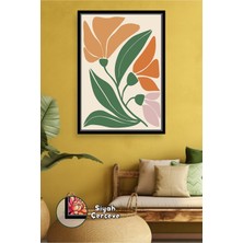 KOSS Dijital Boho Tarz Çiçek Desenli Modern Ev Dekoru Salon ve Yatak Odası Uyumlu Çerçeveli Kanvas Tablo