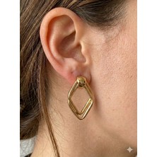 Milena Blake Altın Detaylı Üçgen Çelik Küpe