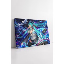 KOSS Dijital Hatsune Miku Uzay Sahnesi Enerji Dalgaları ve Güvercin Temalı Parlak Renkli Anime Kanvas Tablo