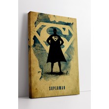 KOSS Dijital Superman Silüet ve Dev S Logolu Retro Ilham Temalı Güçlü Kahraman Stil Kanvas Tablo