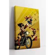 KOSS Dijital Wonder Woman Supergirl Batgirl Retro Dc Comics Kanvas Tablo Kadın Süper Kahraman Duvar Dekoru