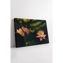 KOSS Dijital Nilüfer Çiçeği ve Yeşil Yapraklı Gölet Manzarası Kanvas Tablo Doğal Atmosfer Modern Duvar Dekoru