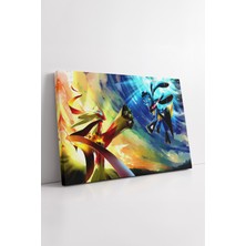 KOSS Dijital Pokémon Anime Savaş Sahnesi Enerjik Aksiyon Temalı Iki Efsanevi Yaratık Kanvas Tablo