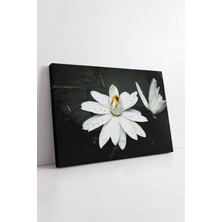 KOSS Dijital Beyaz Su Zambağı Minimal Doğal Çiçek Temalı Zarif Atmosfer Sunan Dekoratif Kanvas Tablo