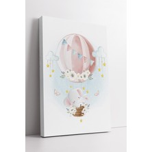 KOSS Dijital Pastel Balonlu Anne Yavru Fare Çizimi Çocuk Odası Için Sevimli Sıcak Hava Balonu Kanvas Tablo