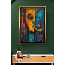 KOSS Dijital Afrika Maske Tarzı Kadın Figürü Etnik Kültür Temalı Canlı Renkli Tablo Çerçeveli Kanvas Tablo