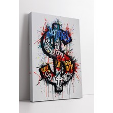 KOSS Dijital Renkli Graffiti Dolar Sembol Tasarımlı Enerjik Soyut Modern Kanvas Tablo Dekoratif Duvar Sanatı