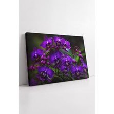 KOSS Dijital Mor Orkide Çiçekleri Canlı Renk Makro Detay Kanvas Tablo Bitki Temalı Estetik Dekoratif Tasarım