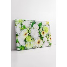 KOSS Dijital Beyaz ve Açık Yeşil Çiçek Aranjmanı Ferah Tonlarıyla Modern Mekanlara Uygun Dekoratif Kanvas Tablo