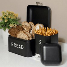 Sarkap Home Siyah Galvaniz Bread Küçük Boy Ekmeklik & Storage Kutu Set