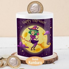 Asilmeydan Süpürgesiyle Uçan Cadı Kız Baskılı Para Birikim Kumbarası-2147