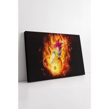 KOSS Dijital Dragon Ball Goku God Form Ateş Enerjili Anime Çizimi Renkli Dinamik Tasarım Dekoratif Kanvas Tablo